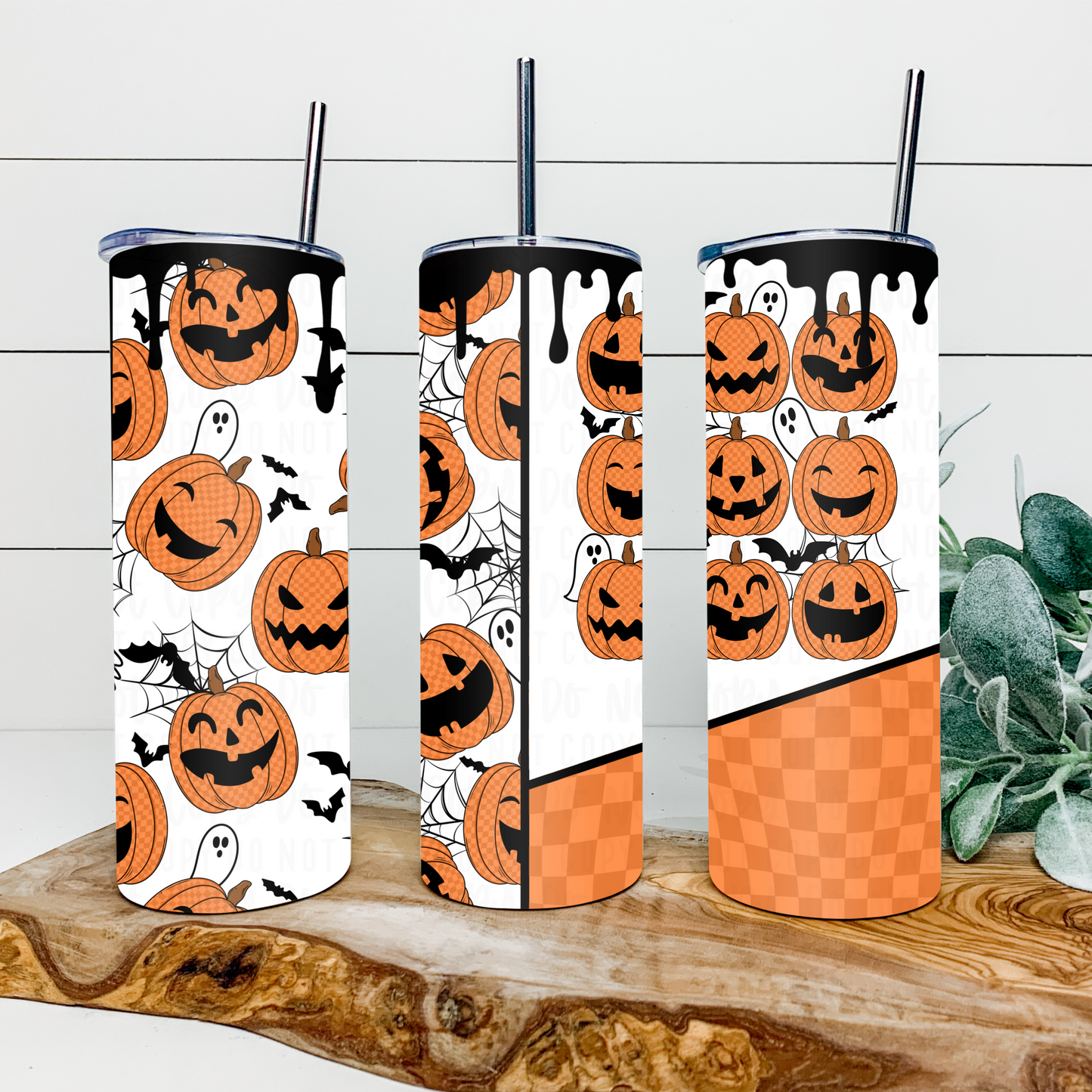 Jack-O-Lantern Grid 20oz Tumbler Wrap | Split Tumbler Wrap