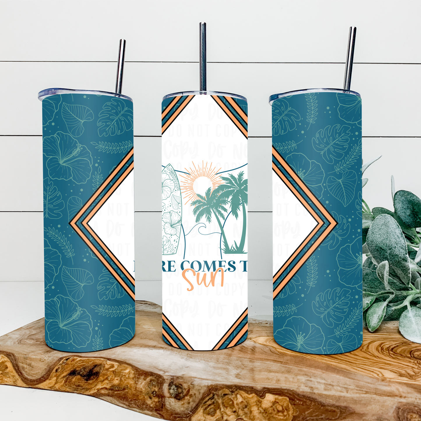 Here Comes The Sun 20oz Tumbler Wrap | Diamond Tumbler Wrap | Seamless Tumbler Wrap