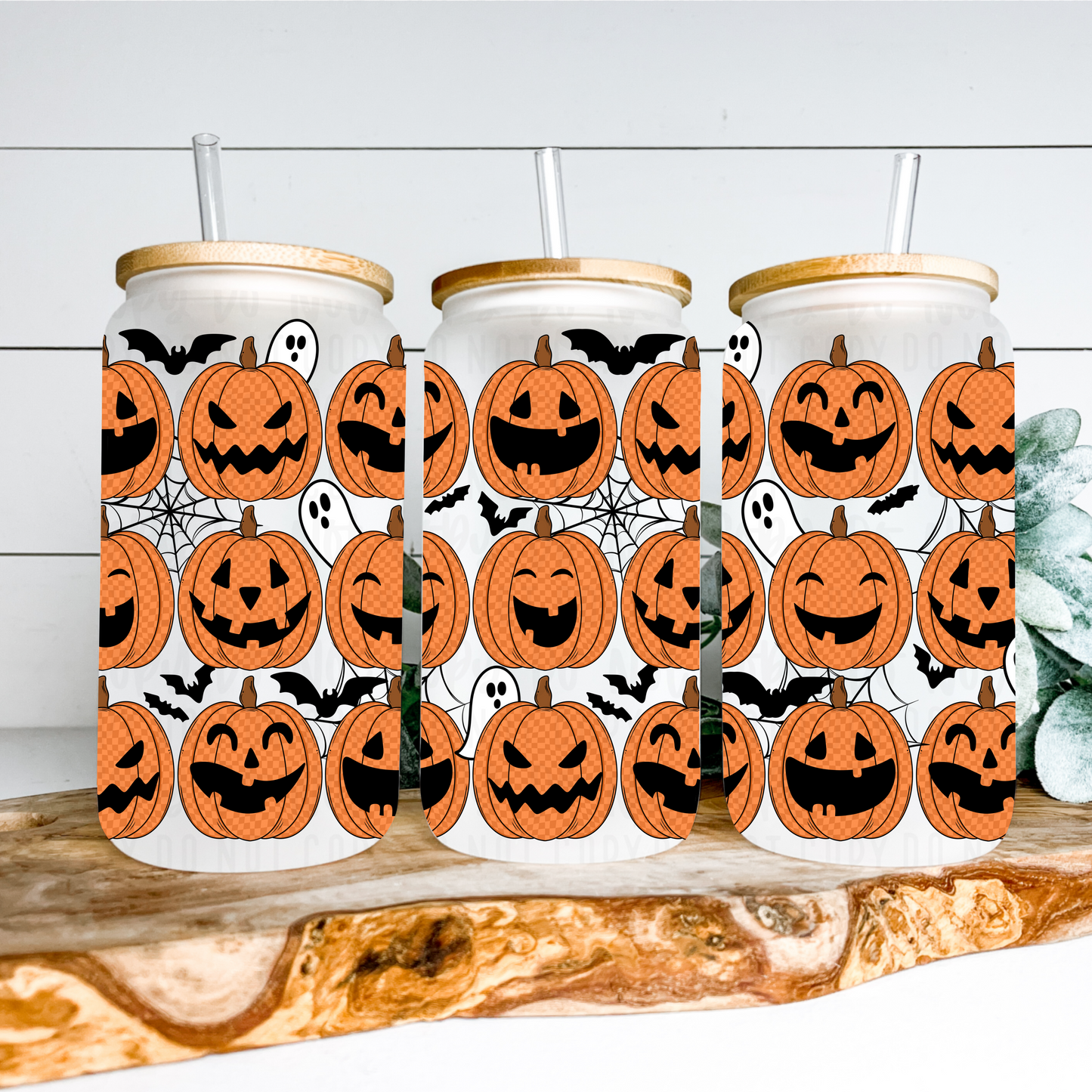 Jack-O-Lantern Grid 16oz Tumbler Wrap