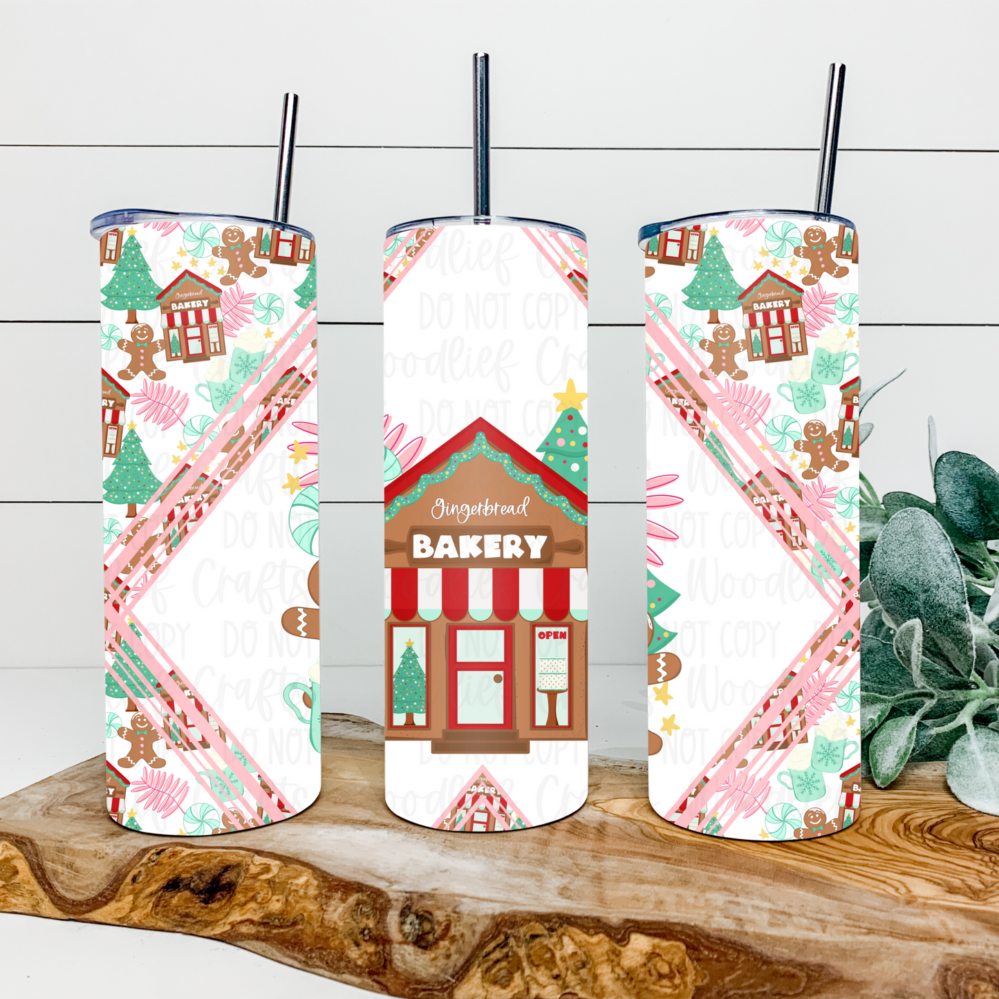 Gingerbread Bakery 20oz Tumbler Wrap | X Split Tumbler Wrap | Seamless Tumbler Wrap