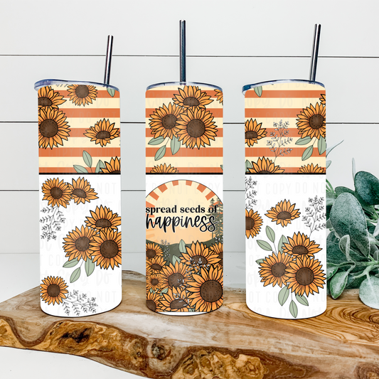 Spread Seeds Of Happiness 20oz Tumbler Wrap | Split Tumbler Wrap | Seamless Tumbler Wrap