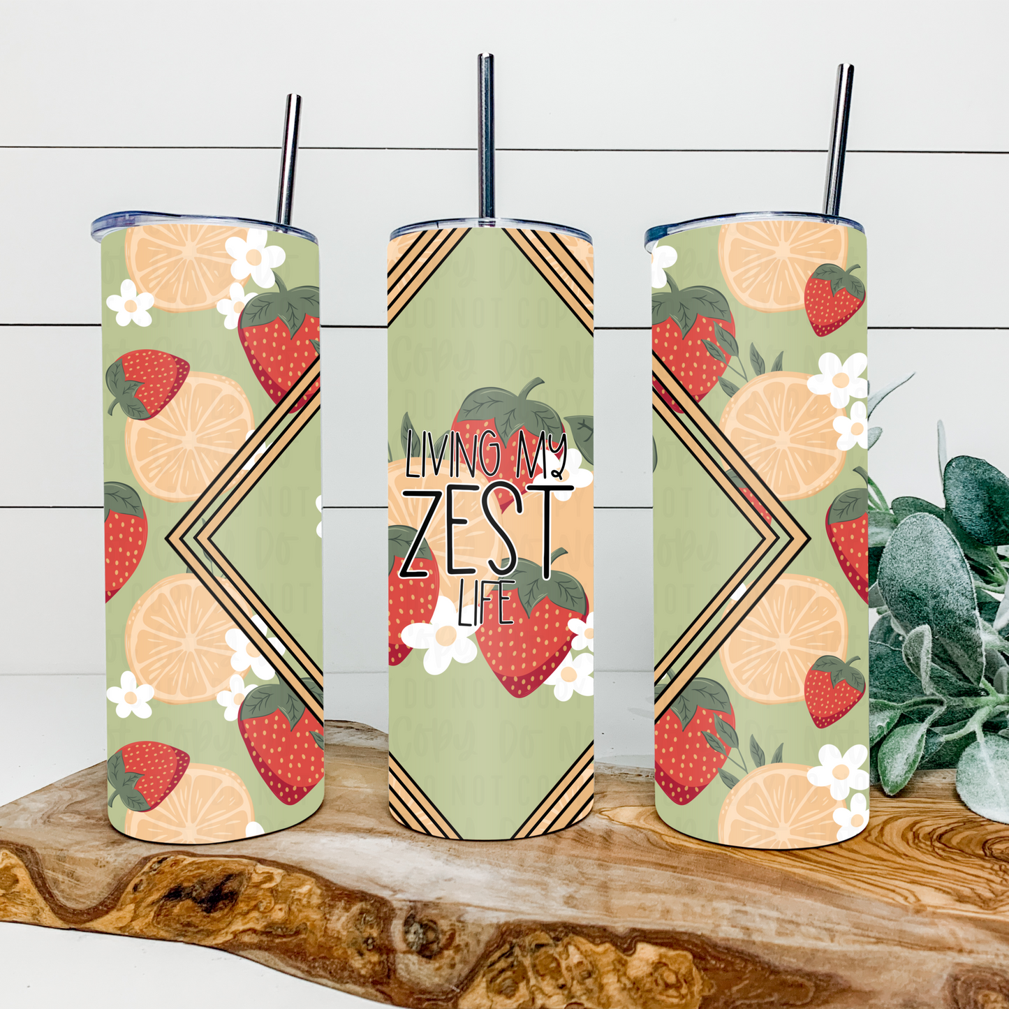 Living My Zest Life 20oz Tumbler Wrap | Diamond Tumbler Wrap | Seamless Tumbler Wrap