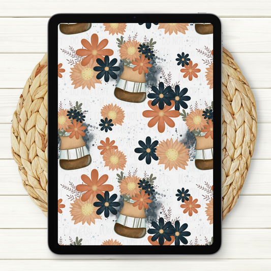 Coffee And Flowers Seamless Digital Paper | Two Scales Included