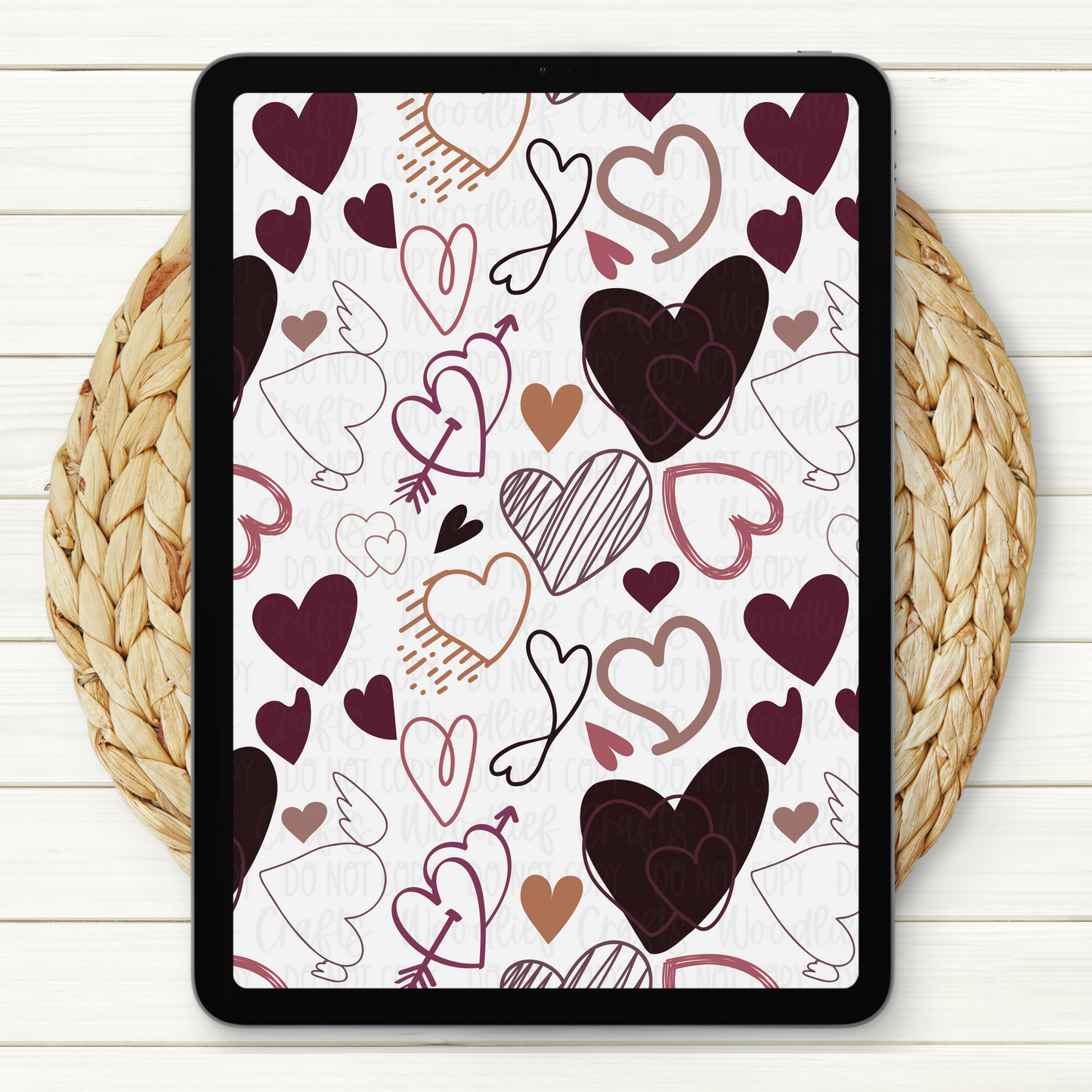 Doodle Hearts Seamless Digital Paper | Two Scales Included