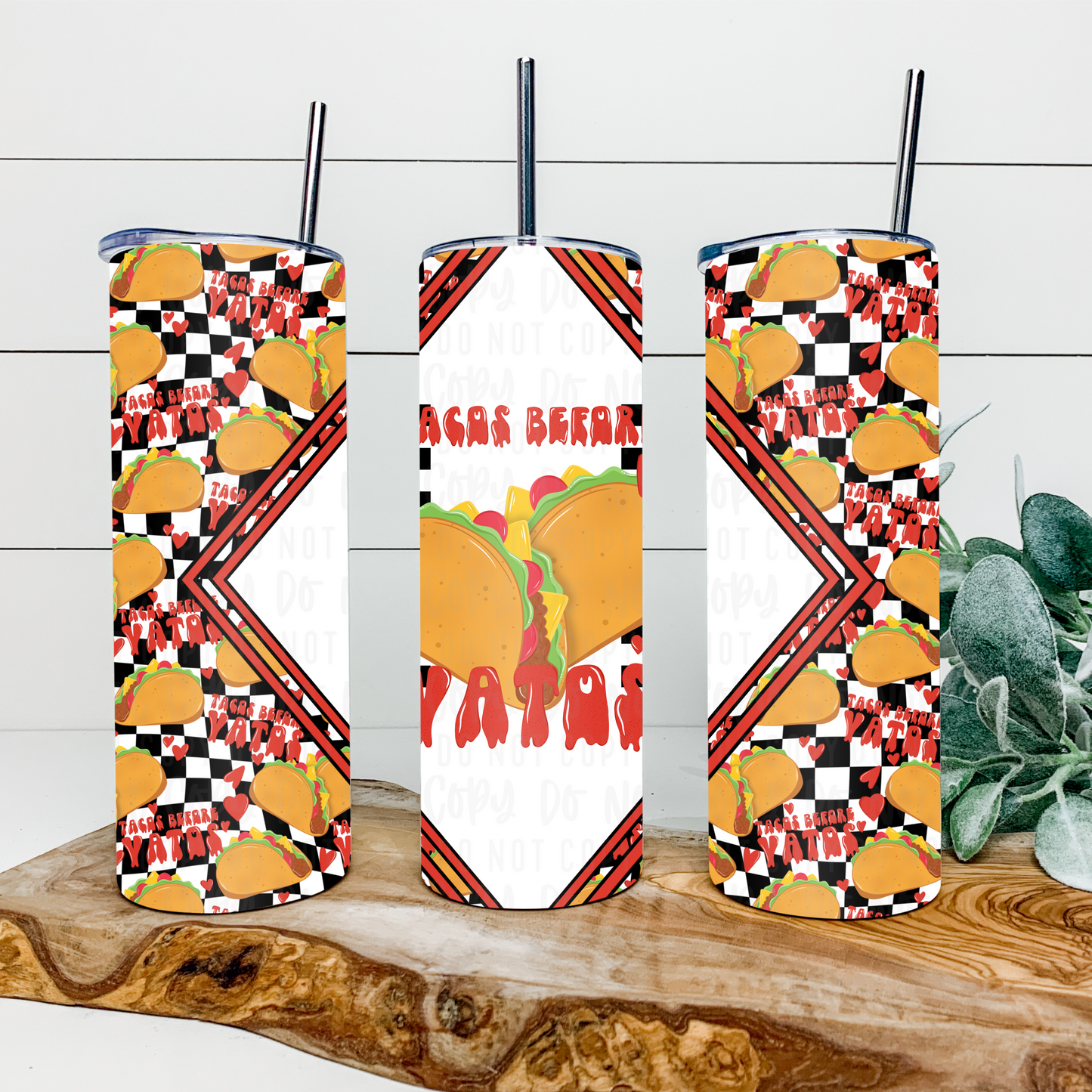 Tacos Before Vatos 20oz Tumbler Wrap | Diamond Tumbler Wrap | Seamless Tumbler Wrap