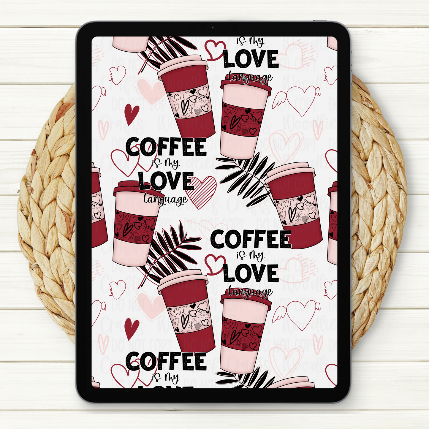 Coffee Is My Love Language Seamless Digital Paper | Two Scales Included
