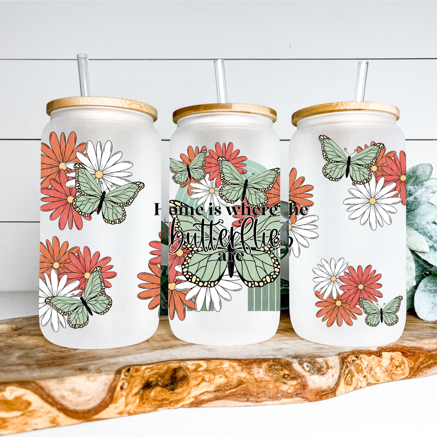 Home Is Where The Butterflies Are 16oz Tumbler Wrap