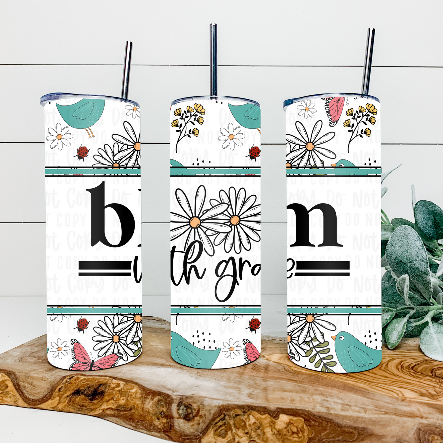 Bloom With Grace 20oz Tumbler Wrap | Split Tumbler Wrap | Seamless Tumbler Wrap