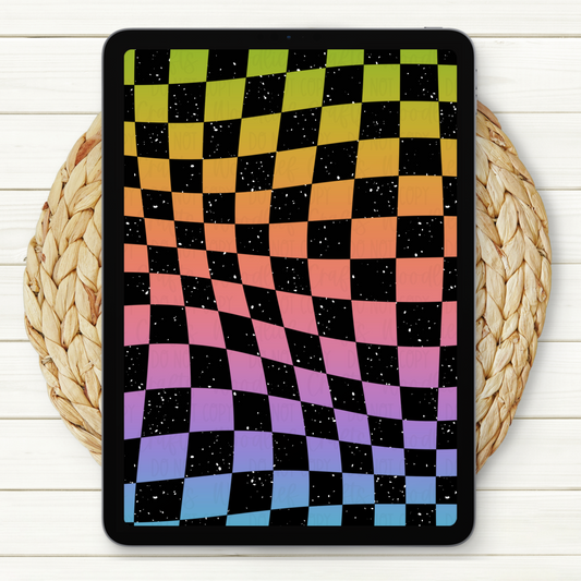 Distressed Rainbow Checkered Seamless Digital Paper | Two Scales Included