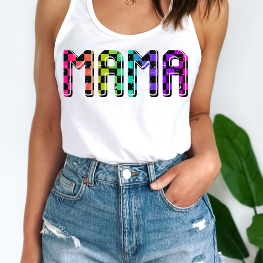 Mama Neon Checkered Digital Download