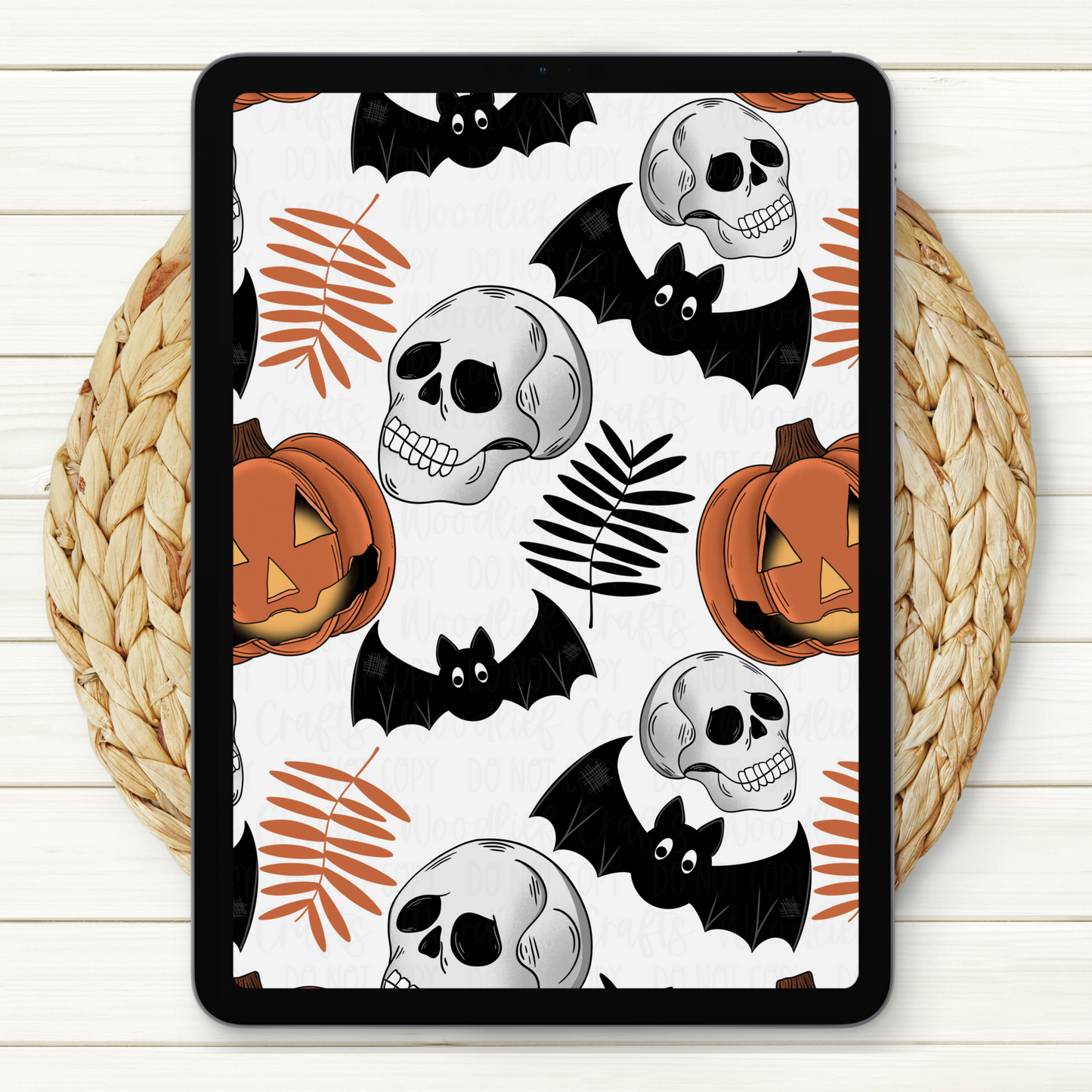 Bats, Skulls & Jack-O-Lanterns Seamless Digital Paper | Two Scales Included