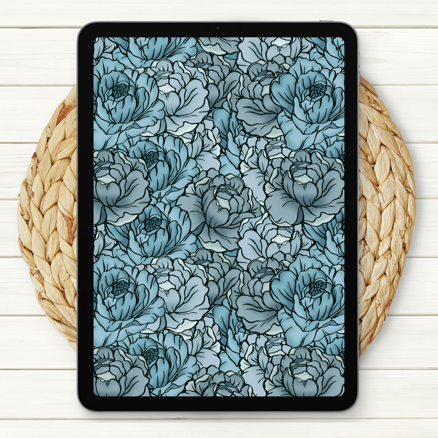 Blue Peonies Seamless Digital Paper | Two Scales Included