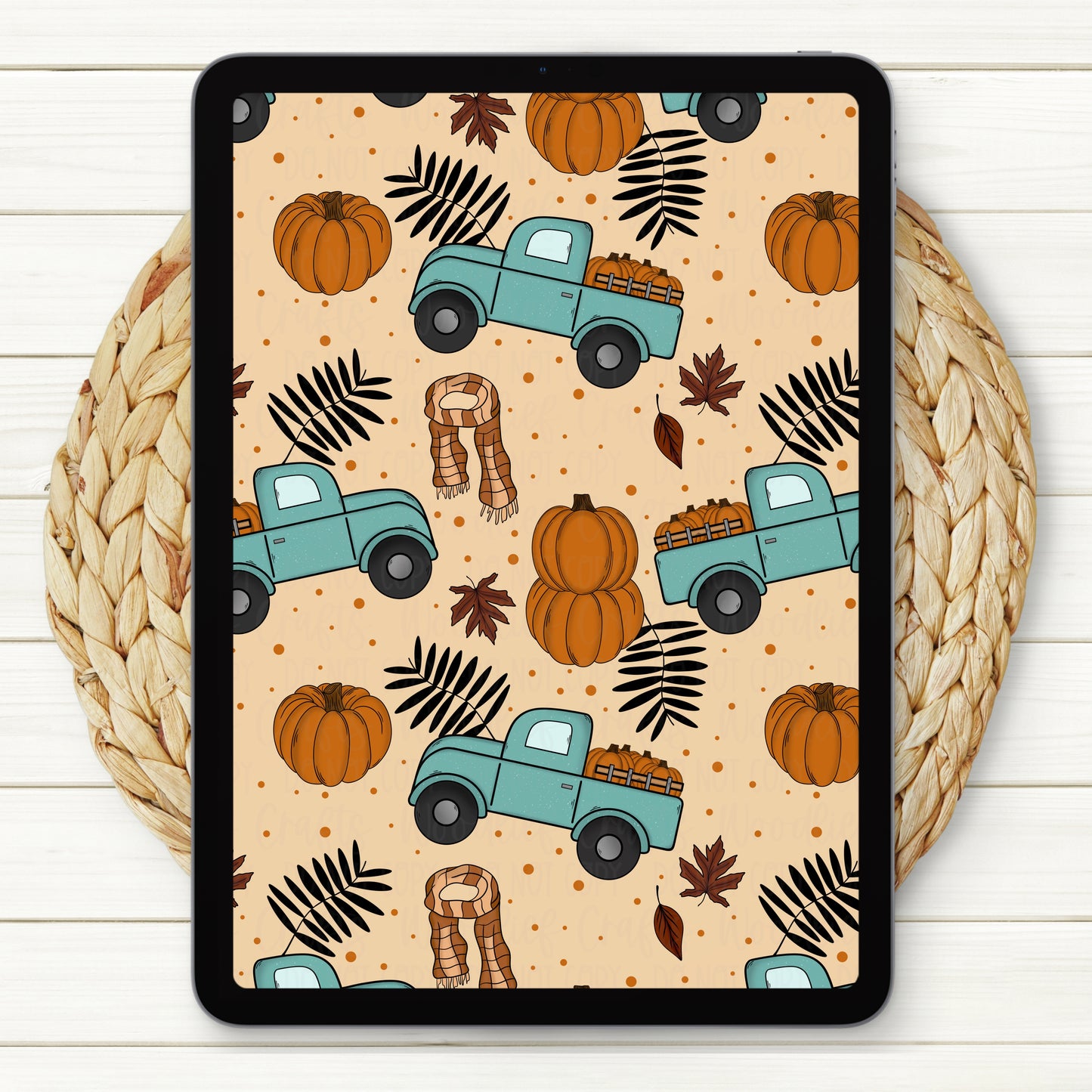 Fall Truck Seamless Digital Paper | Two Scales Included