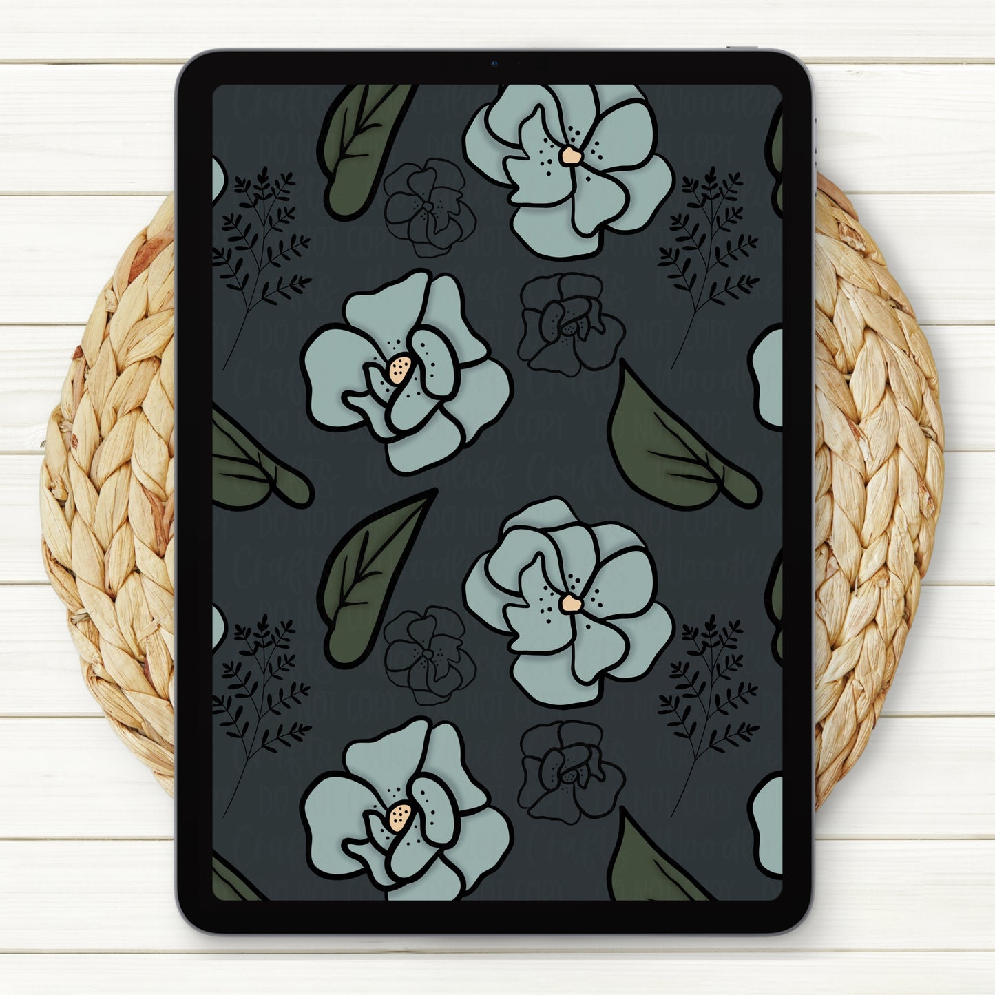 Dusty Blue Florals Seamless Digital Paper | Two Scales Included