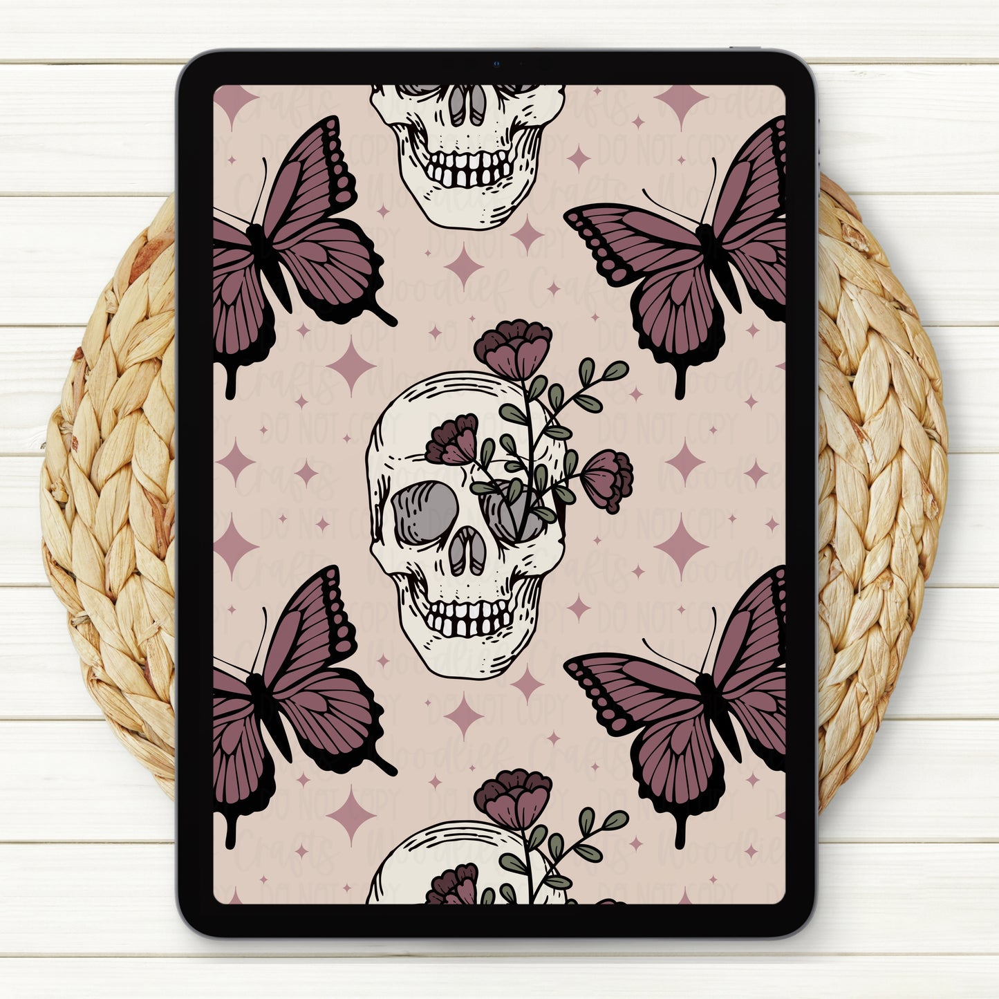 Mystic Floral Skull Digital Paper | Two Scales Included