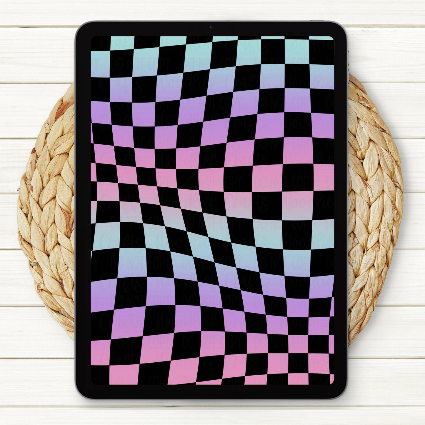 Pastel Wavy Ombre Checkered Seamless Digital Paper | Two Scales Included