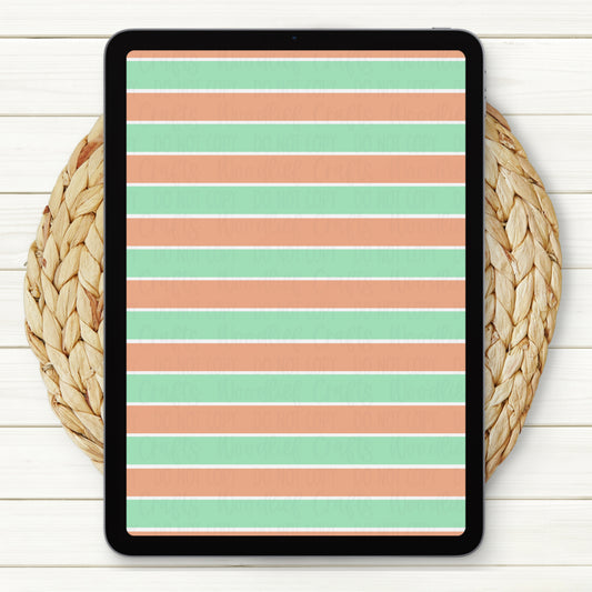 Peach & Mint Stripes Seamless Digital Paper | Two Scales Included