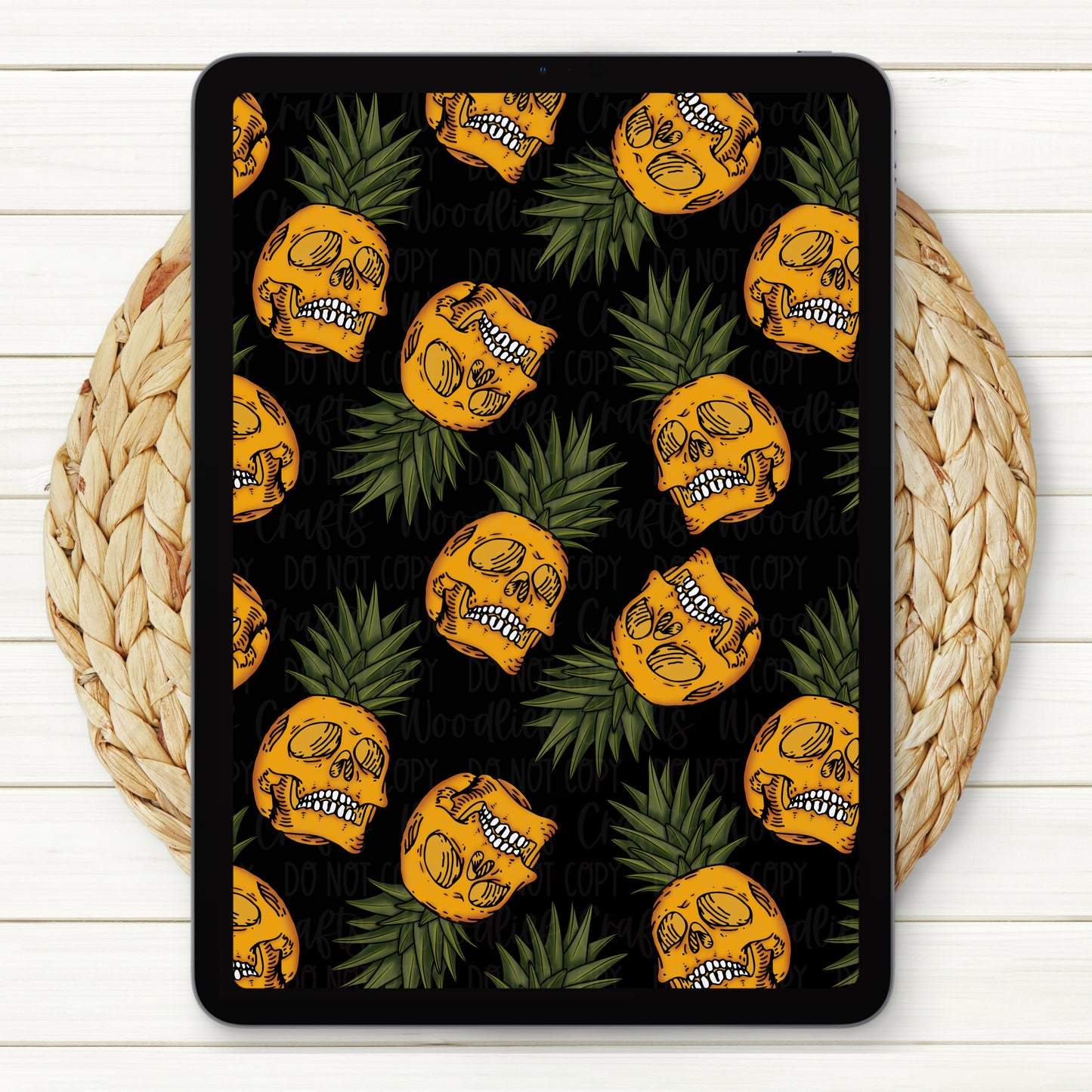 Pineapple Skull Seamless Digital Paper | Two Scales Included