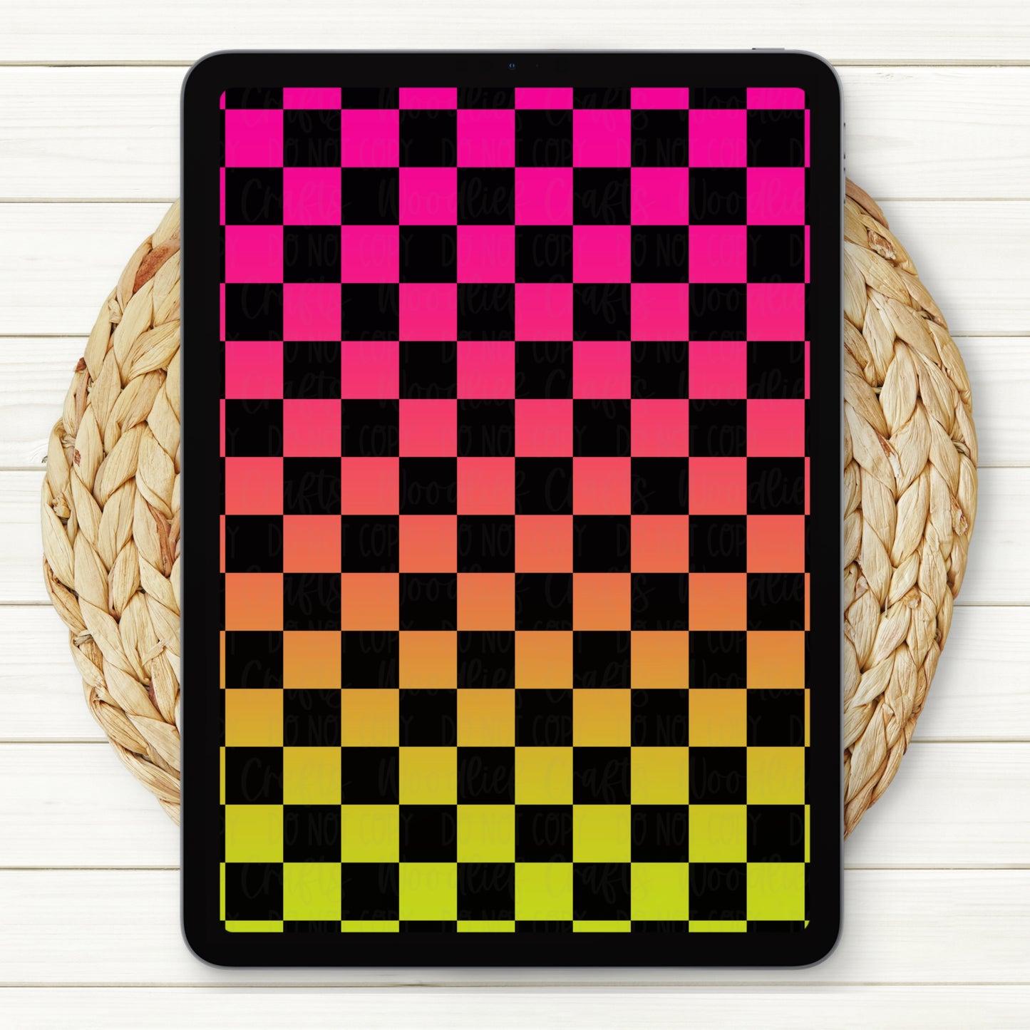 Pink Orange Yellow Checkered Seamless Design | Two Scales Included