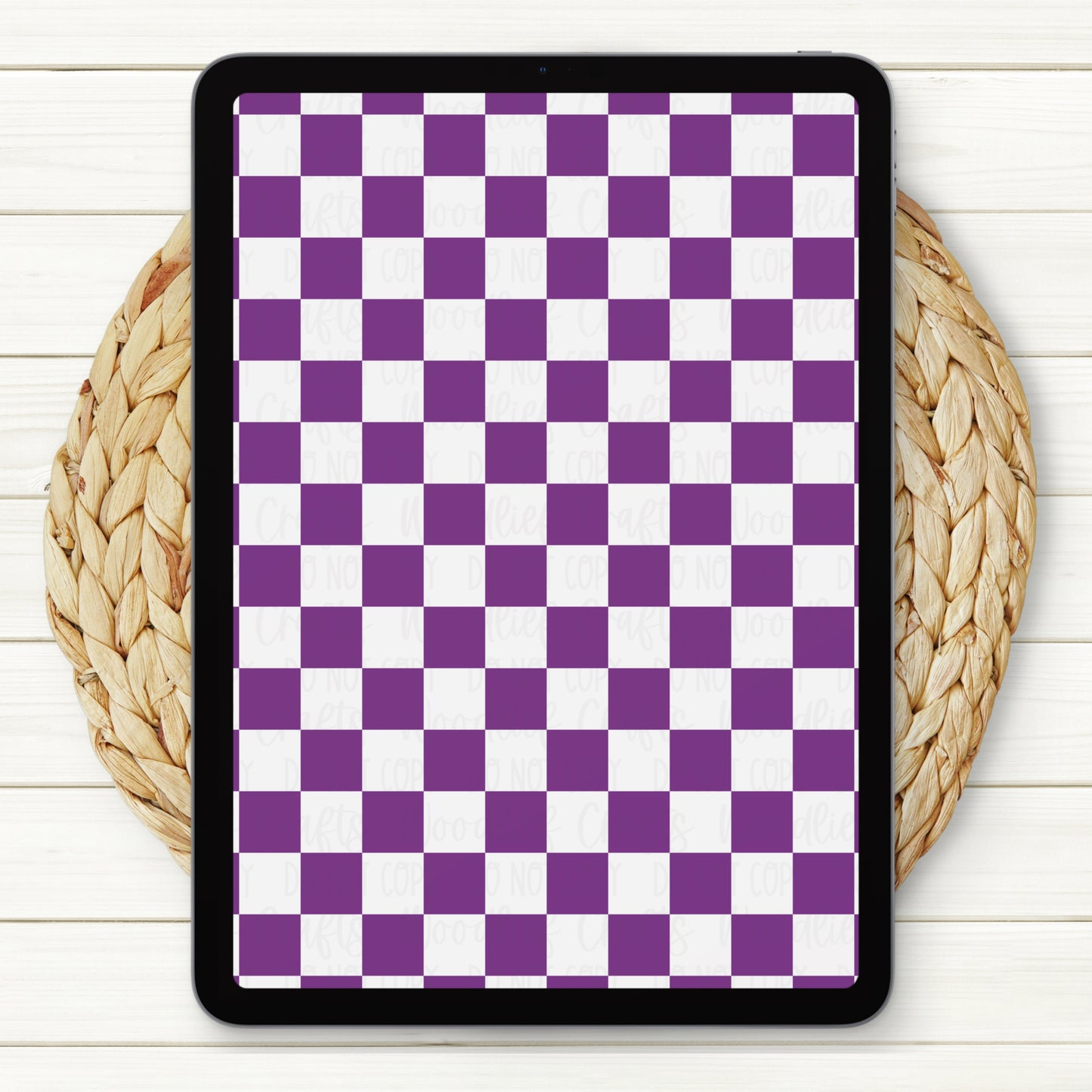 Purple Checkered Seamless Digital Paper | Two Scales Included