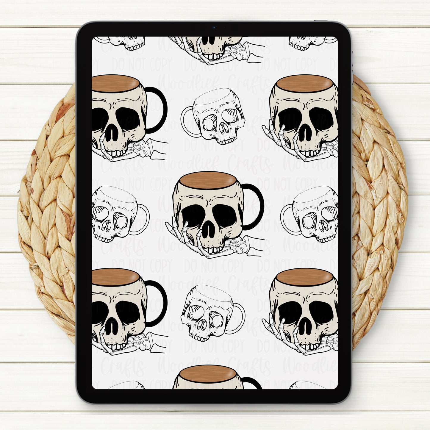 Skull Mug Seamless Digital Paper | Two Scales Included