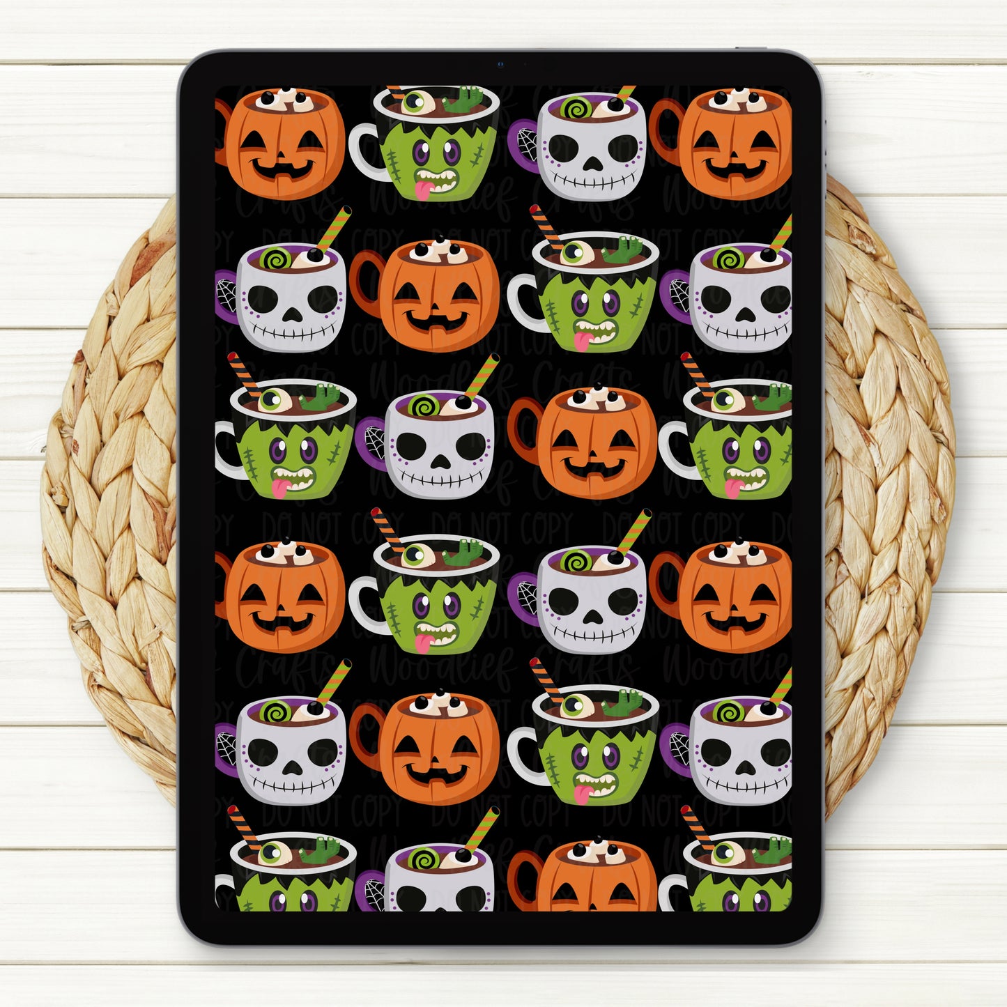 Spooky Mugs Seamless Digital Paper | Two Scales Included