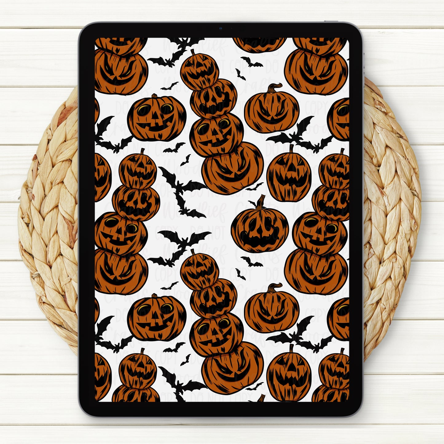 Stacked Jack-O-Lanterns Seamless Digital Paper | Two Scales Included