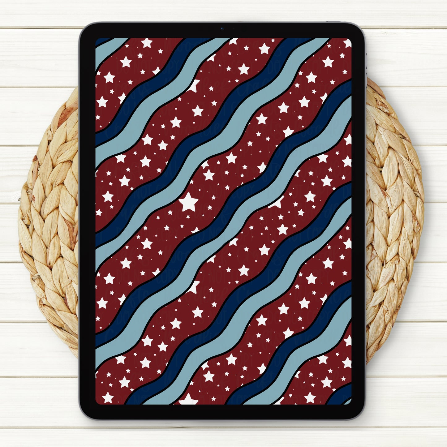 Stars And Stripes Wavy Seamless Digital Paper | Two Scales Included