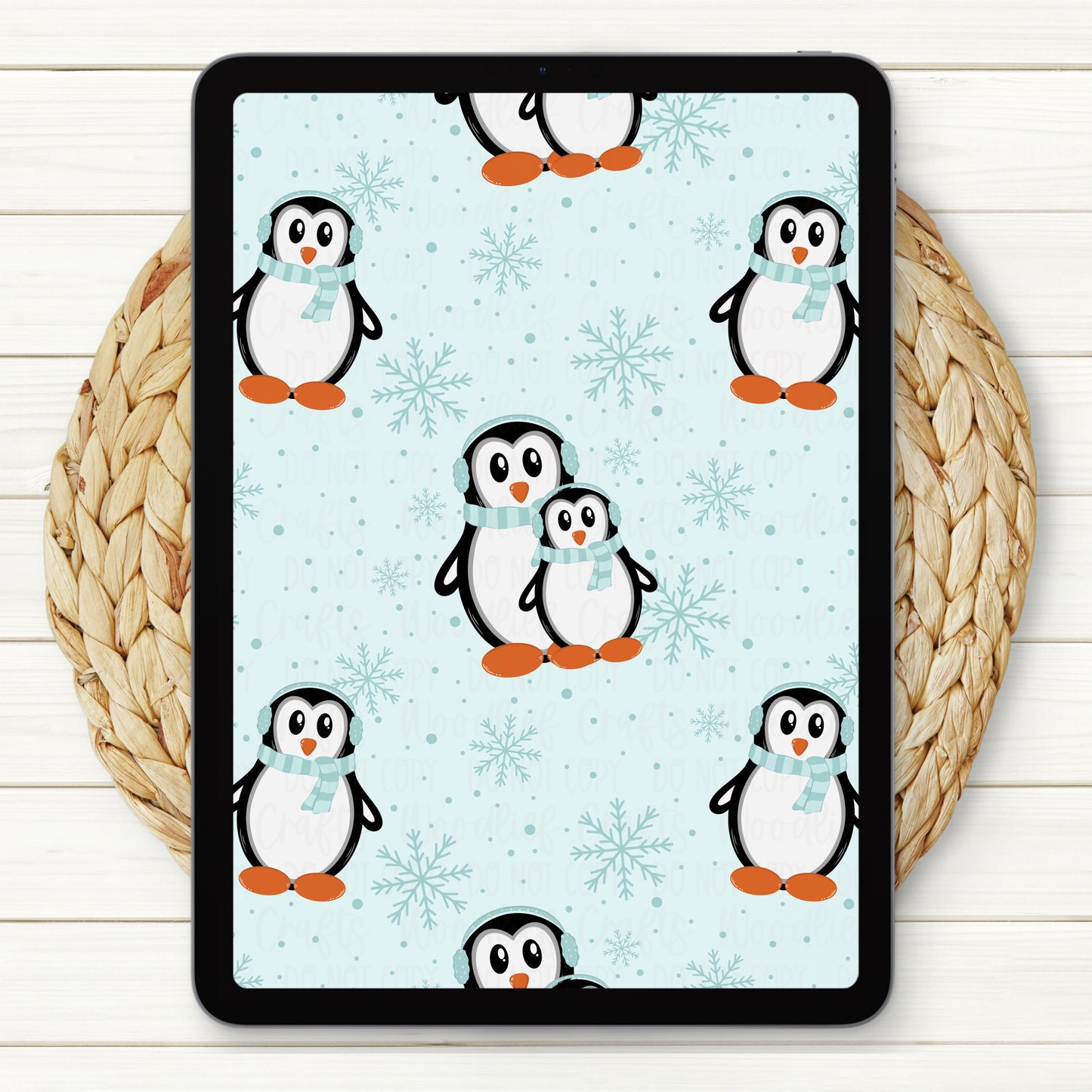 Warm Winter Wishes & Penguin Kisses Seamless Digital Paper | Two Scales Included