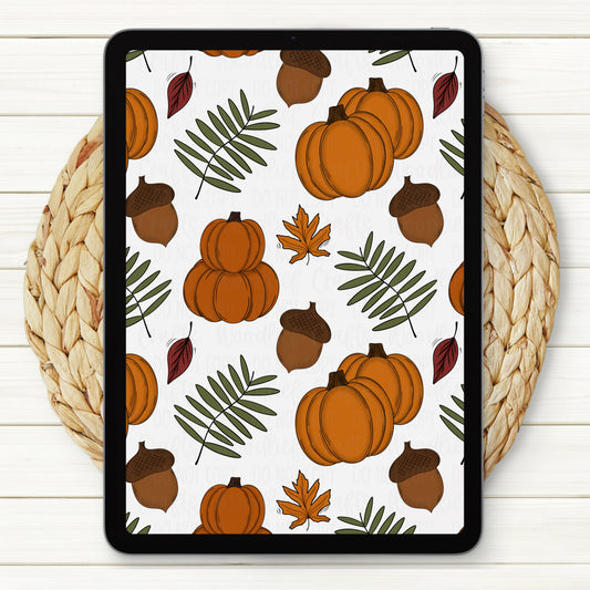 Pumpkins, Leaves & Acorns Oh My Seamless Digital Paper | Two Scales Included