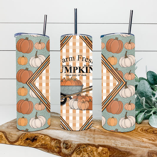 Farm Fresh Pumpkins 20oz Tumbler Wrap | Diamond Tumbler Wrap | Seamless Tumbler Wrap