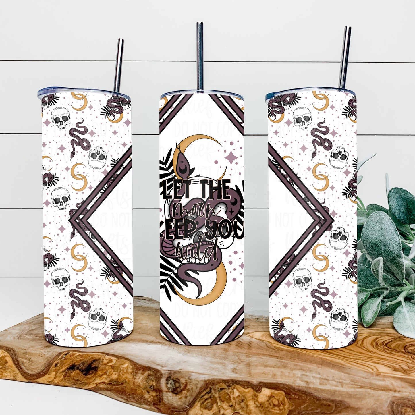 Let The Moon Keep You Wild 20oz Tumbler Wrap | Diamond Tumbler Wrap | Seamless Tumbler Wrap