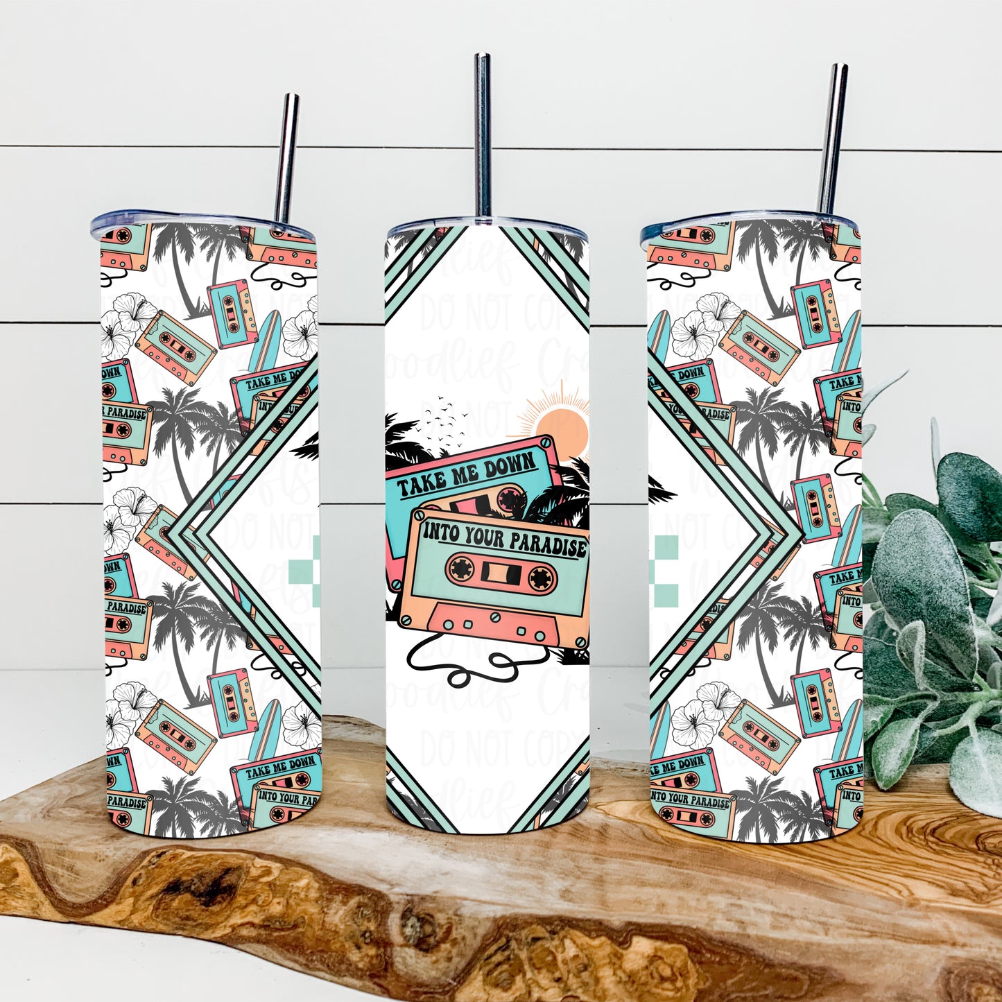 Paradise 20oz Tumbler Wrap | Diamond Tumbler Wrap | Seamless Tumbler Wrap