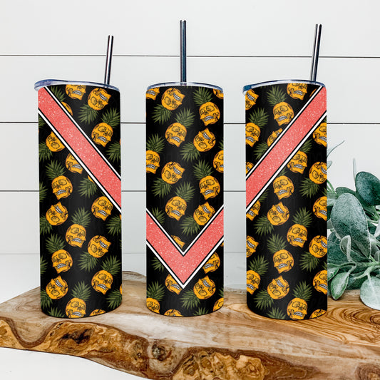 Pineapple Skull 20oz Tumbler Wrap | V Split Tumbler Wrap