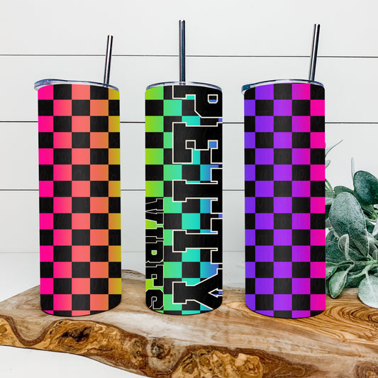 Petty Vibes Checkered 20oz Tumbler Wrap | Seamless Tumbler Wrap