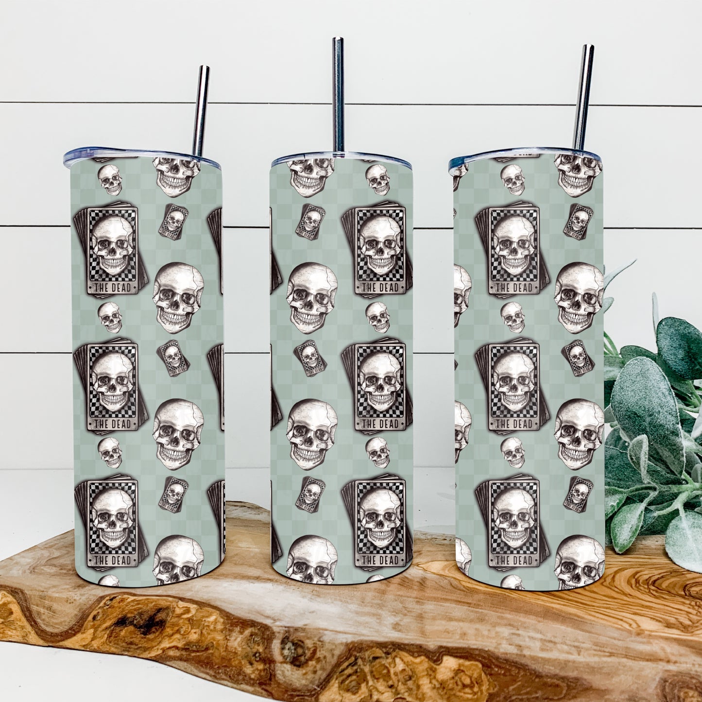 Skull Tarot Cards 20oz Skinny Tumbler Wrap | Seamless Tumbler Wrap