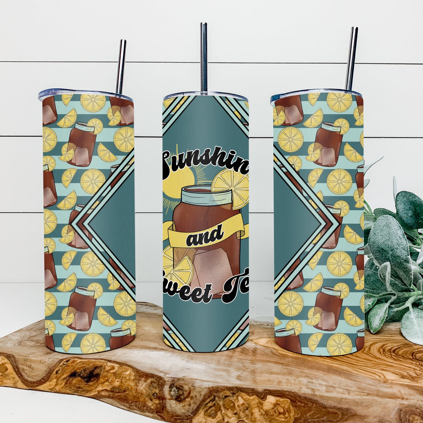 Sunshine And Sweet Tea 20oz Tumbler Wrap | Diamond Tumbler Wrap | Seamless Tumbler Wrap