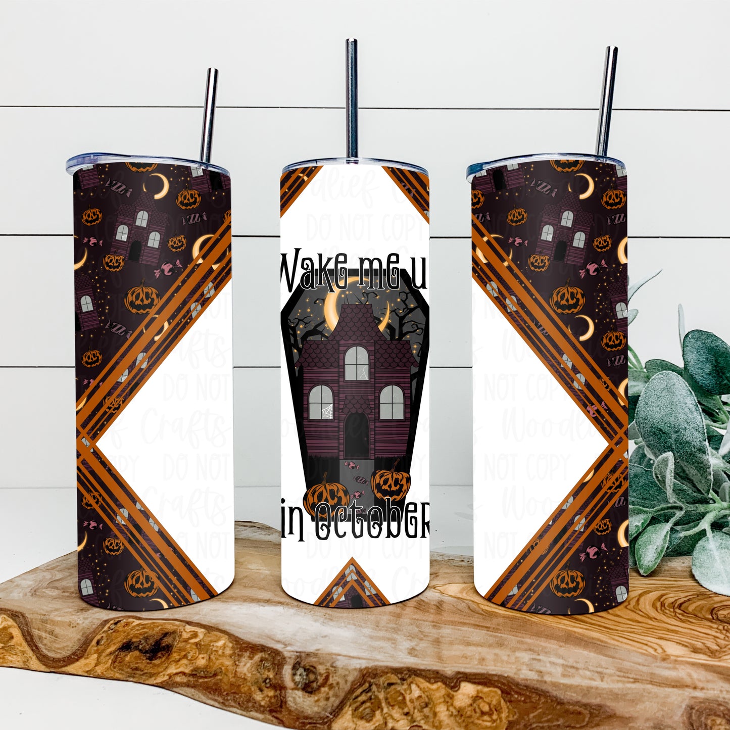 Wake Me Up In October 20oz Tumbler Wrap | X Split Tumbler Wrap | Seamless Tumbler Wrap