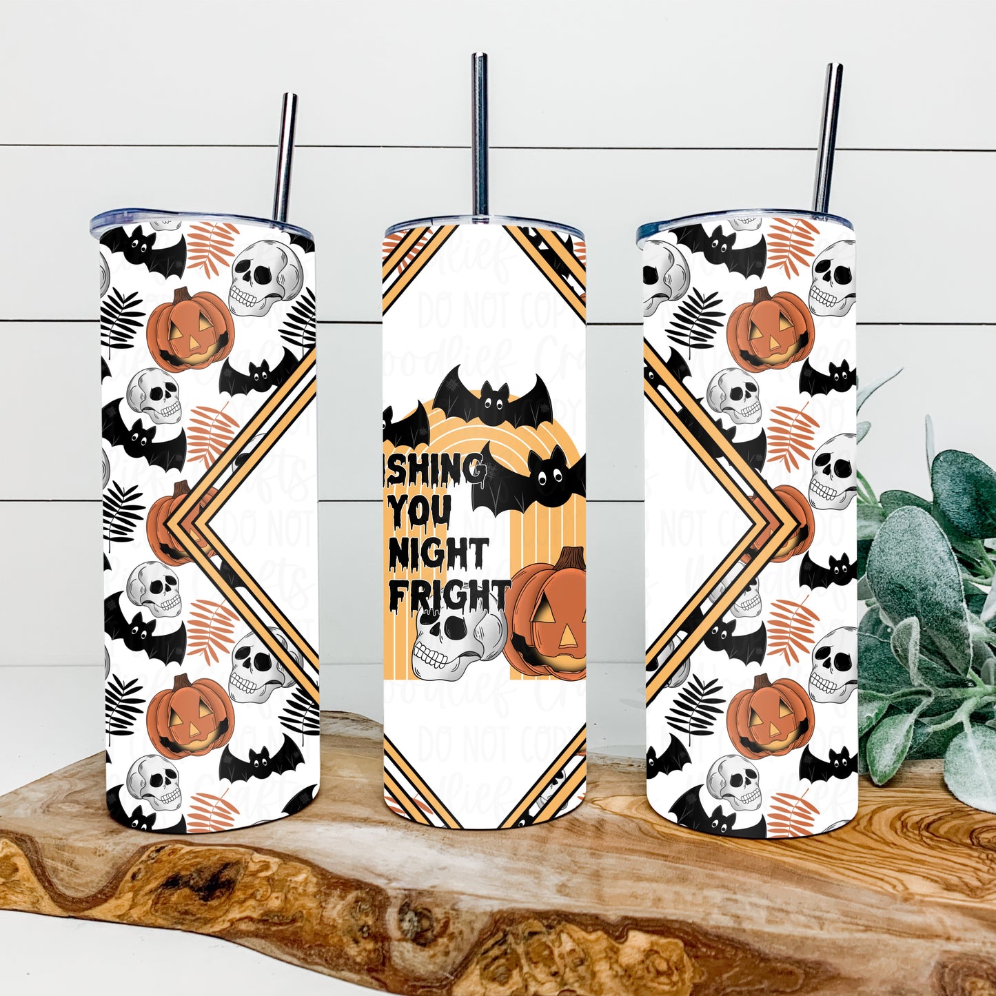 Wishing You A Night Of Fright 20oz Tumbler Wrap | Diamond Tumbler Wrap | Seamless Tumbler Wrap