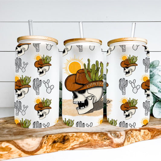 Cowboy Killer 16oz Glass Tumbler Wrap | Seamless Tumbler Wrap