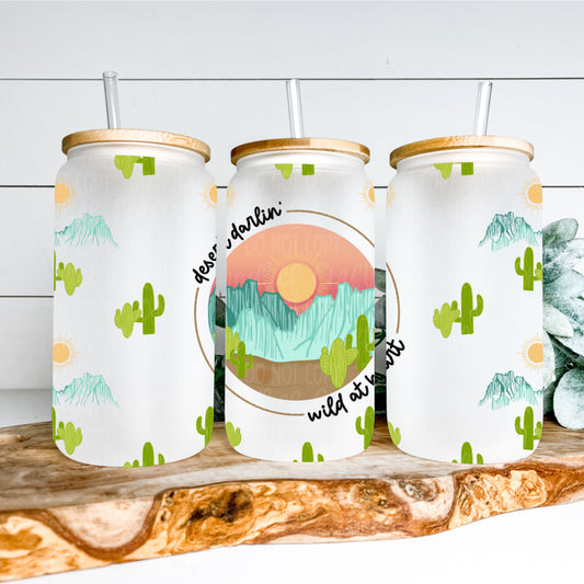 Desert Darlin’ 16oz Glass Tumbler Wrap | Seamless Tumbler Wrap