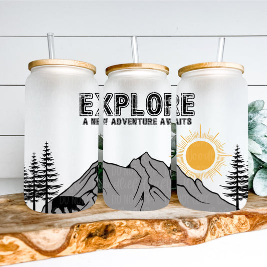 Explore 16oz Glass Tumbler Wrap | Seamless Tumbler Wrap