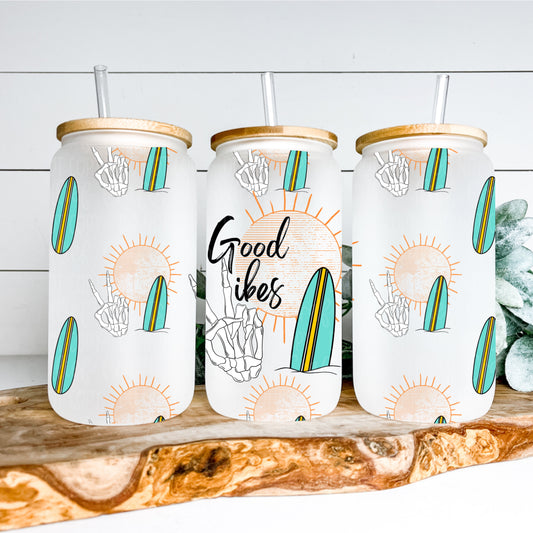 Good Vibes 16oz Glass Tumbler Wrap | Seamless Tumbler Wrap