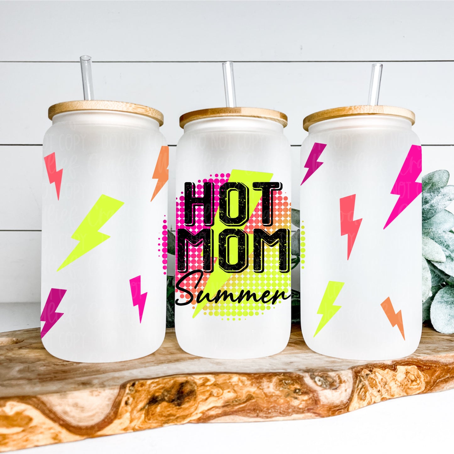 Hot Mom Summer 16oz Glass Tumbler Wrap