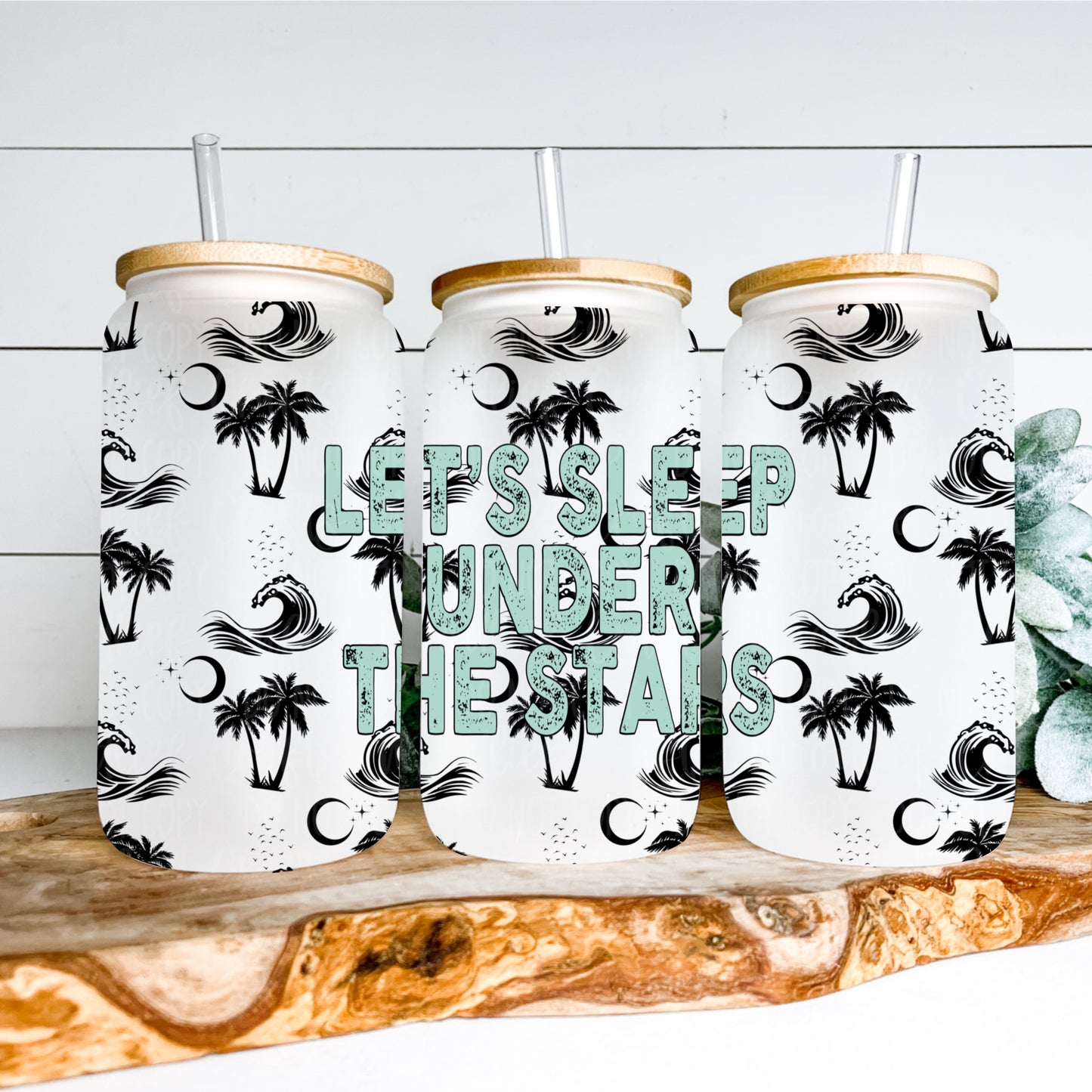 Sleep Under The Stars 16oz Glass Tumbler Wrap | Seamless Tumbler Wrap