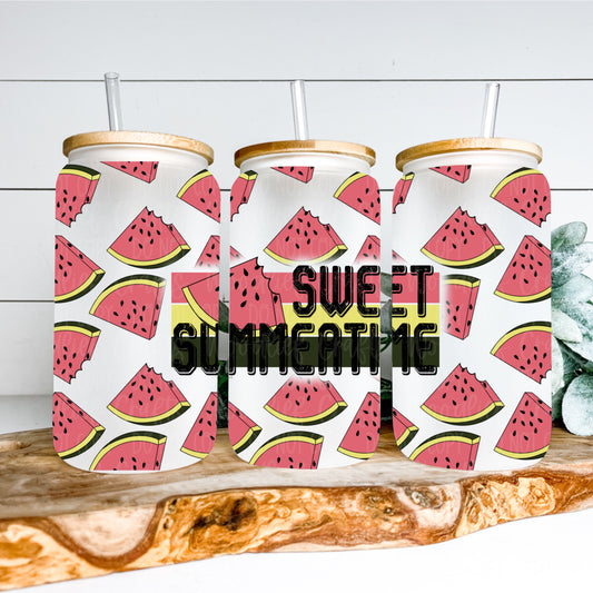 Sweet Summertime 16oz Glass Tumbler Wrap | Seamless Tumbler Wrap